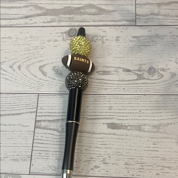 Saints Themed Black and Gold Decorative Pen - Picture 1 of 1